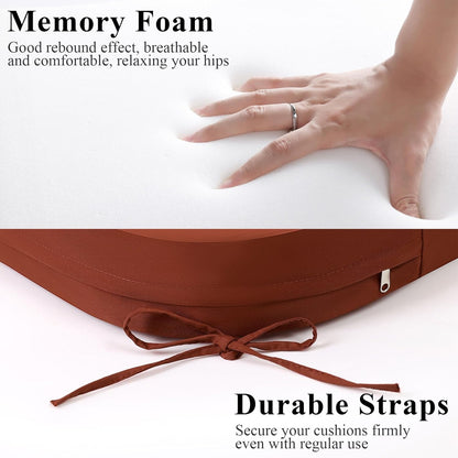 Outdoor Chair Cushions Set of 2, Waterproof Foam Patio Seat Cushions with Ties for Garden Sofa & Dining Furniture, 3-Year Color Fastness, 18x18x3 Inch, Spcie