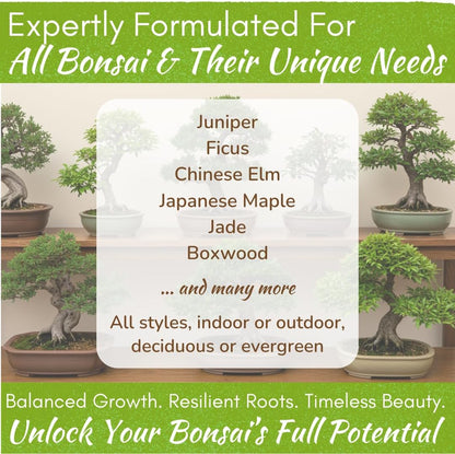 Bonsai Tree Food | Premium, Gentle Liquid Fertilizer for Healthy Growth, Strong Stems and Beautiful Blooms | 3-3-3 Balanced NPK Concentrate | Made in USA | 8 oz (240 ml)