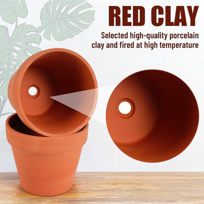 Hsei 24 Pcs 4 Inch Terracotta Pots Flower Pot with Drainage Hole Small Clay Pots for Plants Succulent Indoor Outdoor DIY Crafts Wedding Favor