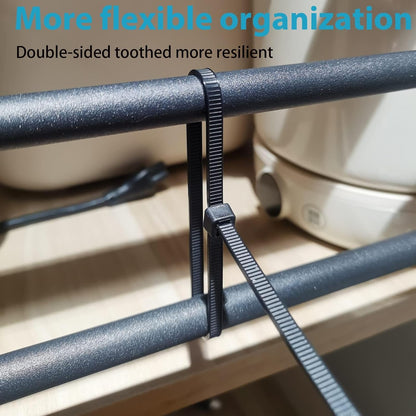 12 Inch Zip Ties Double Sided Toothed,100 LBS Tensile Strength Heavy Duty Cable Wire Ties With Self-Locking Adjustable More Durable Nylon Tie Wraps for Indoor Outdoor（200 Pack）