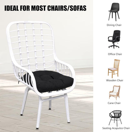 RACE LEAF Patio Chair Cushions 17x17 Inch 4 Pack, Thickened Outdoor Cushions Water Resistant Stain Resistant Non-Slip Ties (Black)