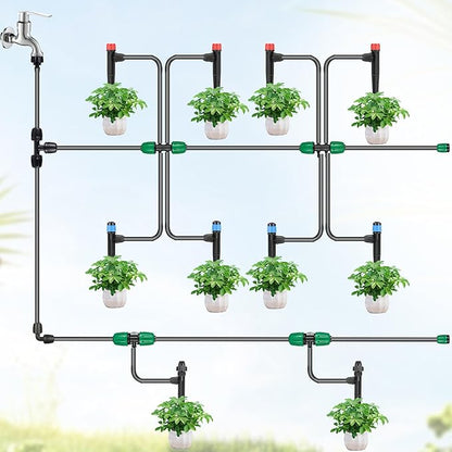 60 Pcs Drip Irrigation Sprayer Emitters for 1/4" Irrigation Tubing,Adjustable Water Flow Irrigation Misting Emitters Irrigation Drippers,3 Style Drip Micro Sprinkler Nozzles for Garden Water System