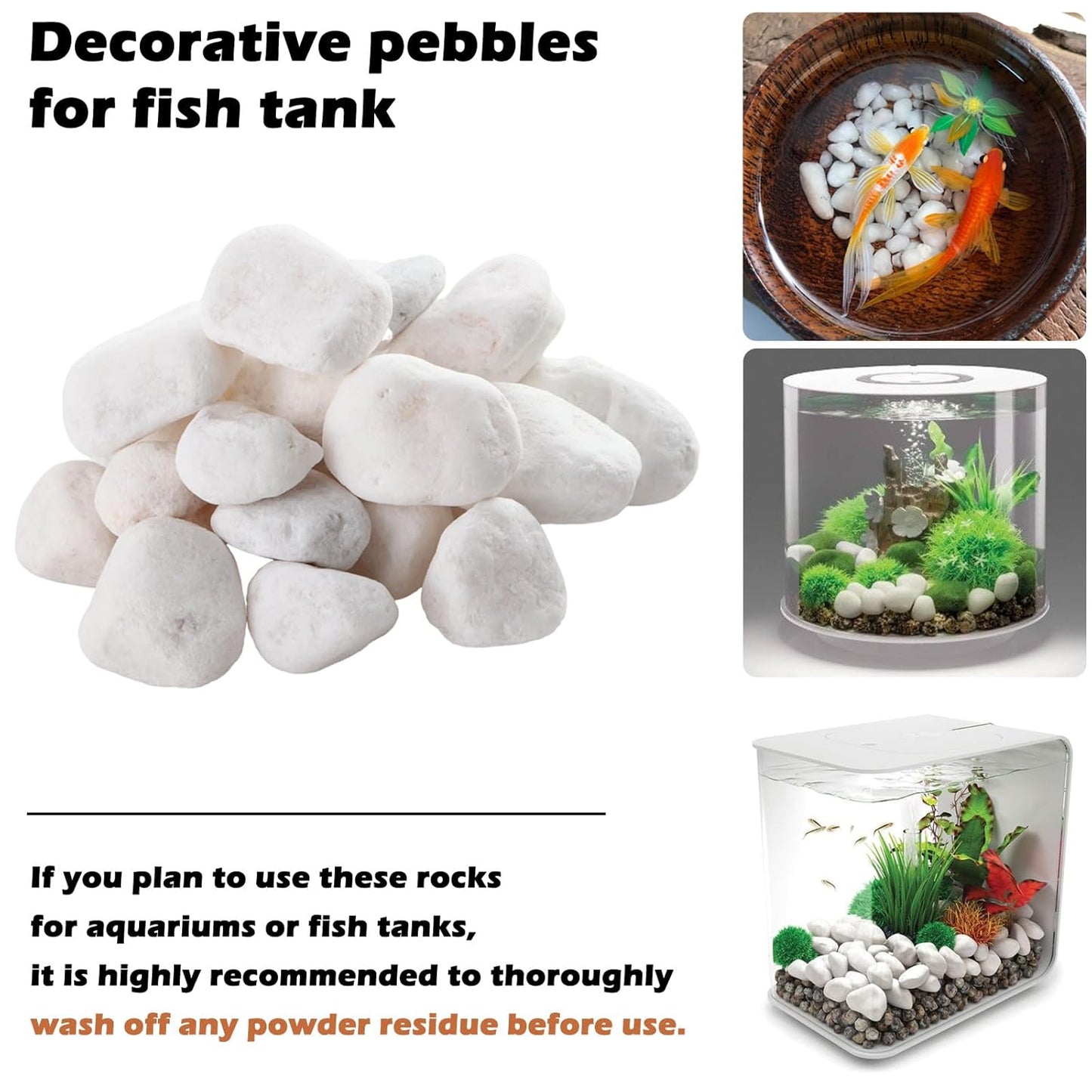 18.7 Lbs Natural River Rocks for Plants 1.6"-2.5" Small White Landscaping Garden Stones White Aquarium Gravel for Decorative Pebbles for Indoor Outdoor Planters