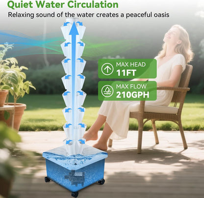BAOSHISHAN Vertical Hydroponic Garden Tower, 40 Pods 8 Tiers Hydroponics Tower Outdoor, Vertical Hydroponic System with Water Pump for Vegetable Herb Fruit