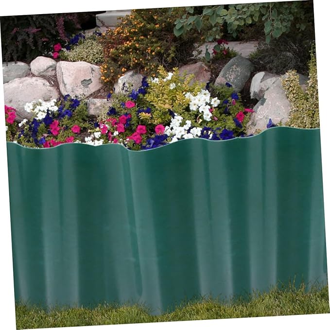 2 Rolls Reusable Plastic Lawn Border Fence Flexible Landscape Edging Kit for Garden Beds and Balconies Decorative Plant Fence Easy DIY Green Garden Trim