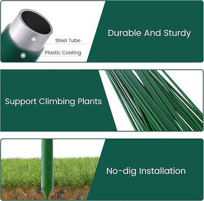 36 Inch 3 Ft Plant Support Garden Stakes 50 PCS, Sturdy Steel Plastic Coated Sticks for Outdoor Growing Climbing, Tomato, Trees, Cucumber, Beans
