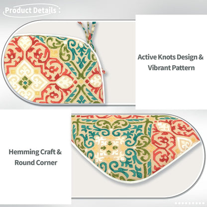 Indoor/Outdoor Chair Cushions 16x17 Inch, Patio Chair Cushions with Ties, All Weather Seat Cushions for Patio Furniture Home Garden Chair Use, Set of 4,Geometric Orange