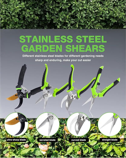 4-Pack Bypass Pruning Shears, Titanium Steel Blade,With Gardening Gloves,Shears Stainless, Ergonomic Hand Pruning Shears for Trees, Plants (Shears Gardening Tool Kit)