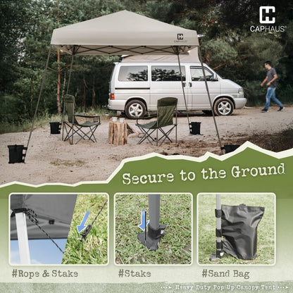 CAPHAUS One-Push Pop Up 8x8 Canopy Tent, Heavy-Duty Commercial Grade with Central Lock, Portable Instant Folding Shelter with10x10 Base, Perfect for Outdoor Beach Canopy, Blue