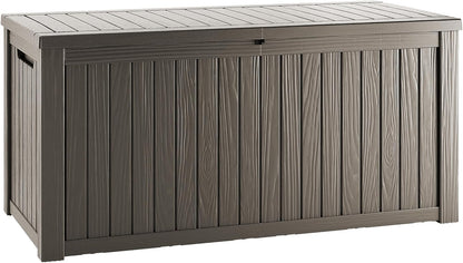 180 Gallon Outdoor Storage Deck Box - Large Waterproof Resin Bin for Delivery Boxes Outside, Lockable Storage for Patio/Pool Cushions & Tools, UV-Resistant, Granite Grey