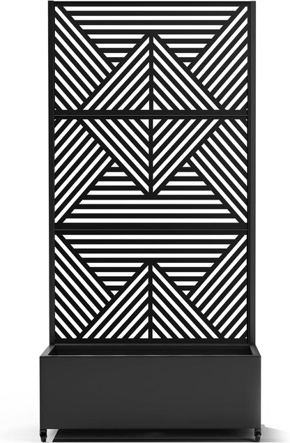 Raised Garden Bed with Trellis and Wheels,73"x35"x16" Metal Raised Garden Bed,Black Diamond Metal Planter with Climbing Trellis for Vines & Vegetables