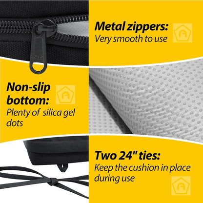 AAAAAcessories Outdoor Seat Cushions for Chairs, Waterproof, Fade-Resistant Patio Furniture Replacement Cushions, 19" x 19" x 3", Set of 2, Black