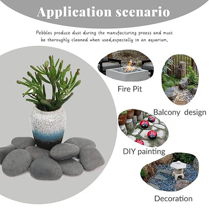 20LB Black Stones Pebbles River Rocks, Natural Beach Pebbles, 2-3" Garden Decorative Stones-2-3 Large Plant Rocks,Ideal for Aquarium, Home Decor