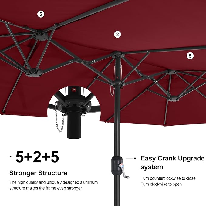 MASTERCANOPY Patio Outdoor Umbrella,15FT Double Sided Large Umbrella with Base