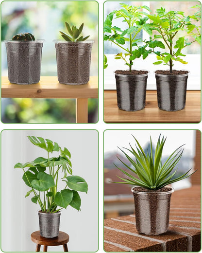 PACETAP 40Pack 6.5/5/4/3.5 Inch Reinforced Clear Nursery Pots with Drainage Holes, Variety Pack Thickened Plastic Plant Pots with 20 Plant Labels for Indoor Outdoor Flower Seed Starter