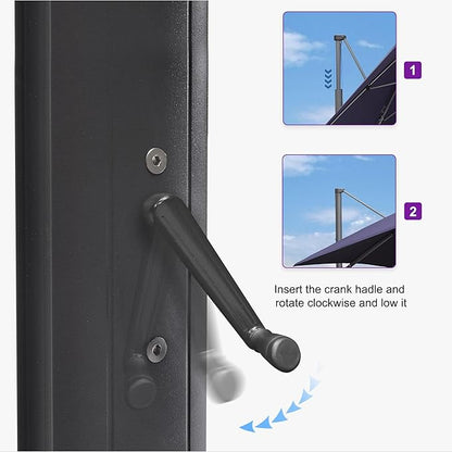 PURPLE LEAF 11.5' X 11.5' Telescopic Patio Umbrella Outdoor Cantilever Umbrella Square Up Down Lifting Offset Umbrella with 360-degree Rotation for Garden Deck Pool Patio Navy