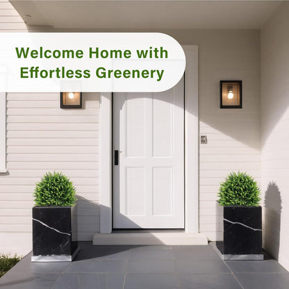 24" Artificial Cedar Topiary Ball Bushes, Set of 2 UV Resistant Fake Trees Outdoor Shrubs with Ground Spike, Weatherproof Faux Plants for Planter, Front Porch, Garden, Yard, Patio Decor