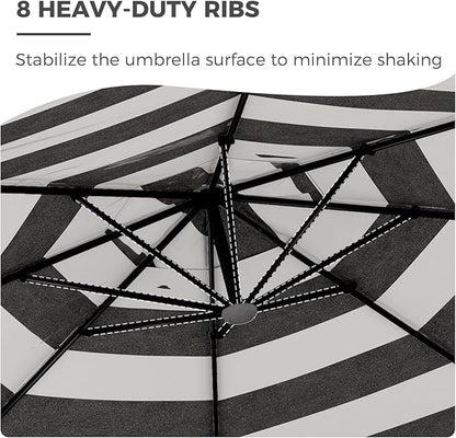 Grand patio 10x10 FT Cantilever Umbrella with Base Outdoor Large Aluminum Square Offset Umbrellas for Deck Pool (Black & White, 10x10 FT)