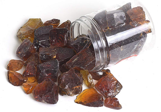 High Luster Reflective Fire Glass Gravel,Fire Gems,Fire Drops,Fire Glass Pebbles Stones Beads Chips for Fire Pit Fish Tank Aquarium Garden,1-2cm,540g/1.19lb (Amber)