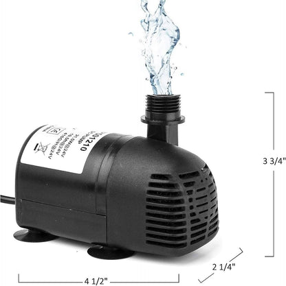 12V - 24V DC Brushless Submersible Water Pump, 410GPH, for Solar Fountain, Fish Pond, and Aquarium