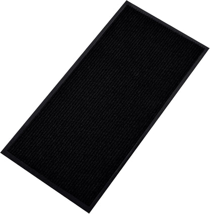 fani Heavy Duty Large Outdoor Indoor Entrance Black Doormat Waterproof Low Profile Entrance Rug Front Door Mat Patio Anti-Skid Rubber Back, 48x96 inch (Jet Black)