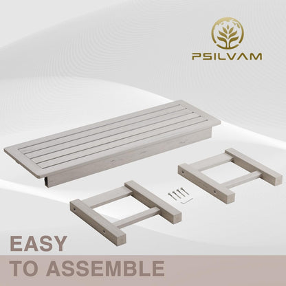 Psilvam 2-Person Outdoor Poly Lumber Patio Backless Bench, Fade-Resistant & Odor-Free Poly Lumber Patio Furniture, Weatherproof, Suitable for Garden, Porch and Park, 700 Lbs Support (2pcs, Grey)