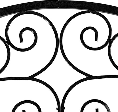 H Potter Black Trellis Garden Large Wrought Iron Heavy Scroll Metal Decoration Weather Resistant Lawn Patio Screen (Regular Black)