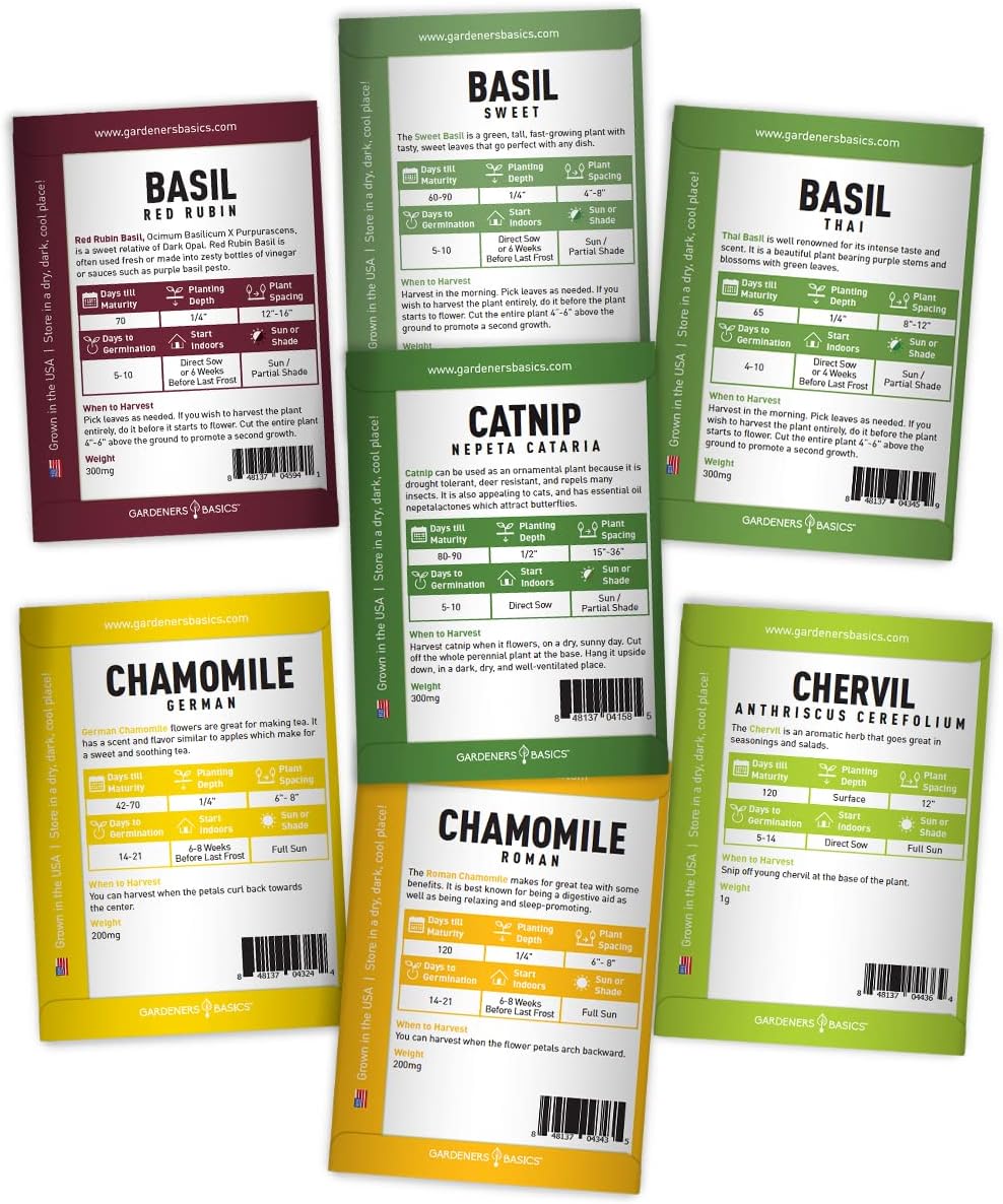 Gardeners Basics Complete Medicinal Herb Seeds for Planting Collection - 35 Best Herbs Variety Pack for Teas and Home Remedies - Indoor, Outdoor, Hydroponic Herbal Herbalist Seed - Non-GMO, Heirloom