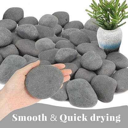 10LB Black Stones Pebbles River Rocks, Natural Beach Pebbles, 2-3" Garden Decorative Stones-2-3 Large Plant Rocks,Ideal for Aquarium, Home Decor