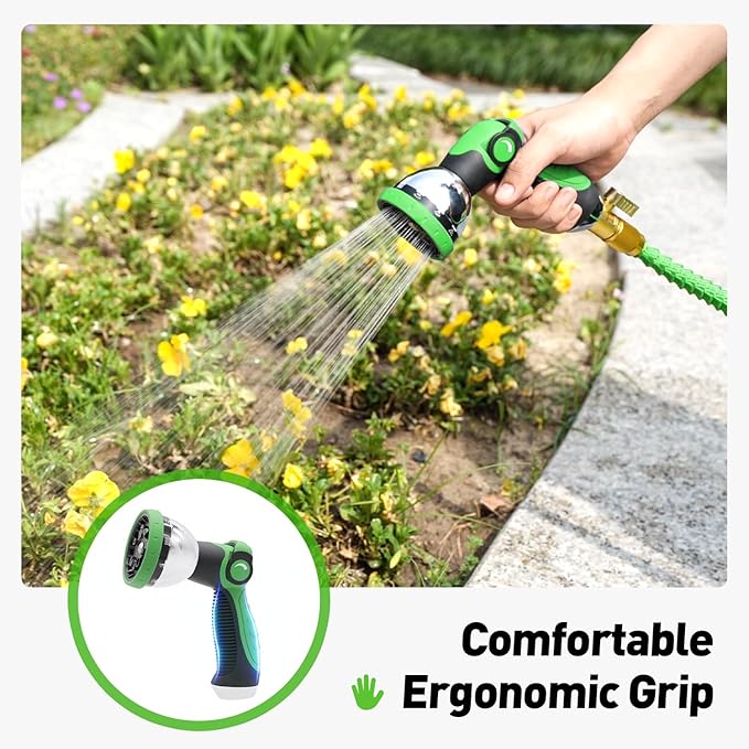 Garden Hose Nozzle Sprayer: 2 Pack 10 Watering Patterns Spray Nozzles Heavy Duty Metal Hose Head Hose Attachment, Thumb Control On Off Valve