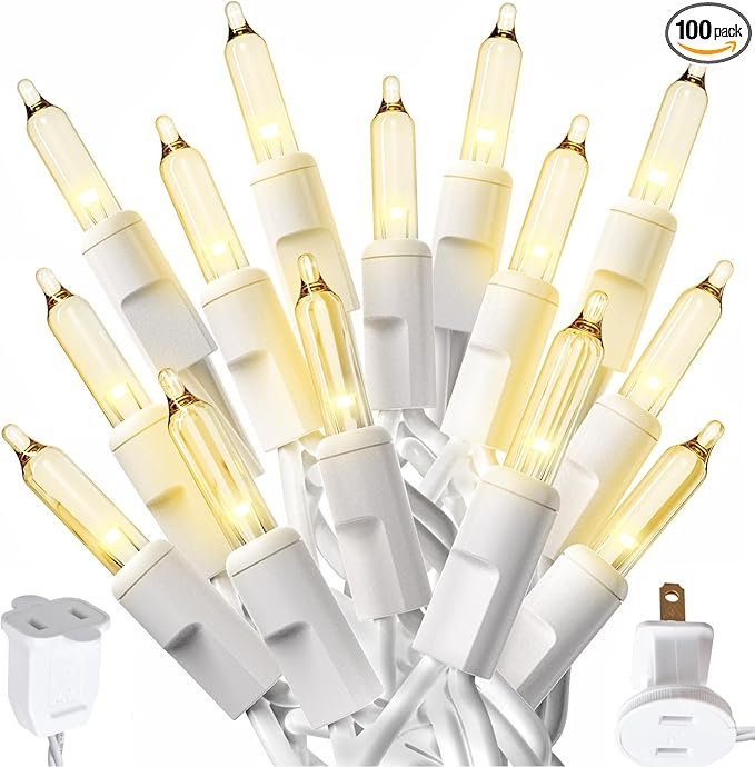 PREXTEX 200 Count Clear Christmas Lights - 40 ft Warm White Xmas Lights String Bulbs with White Wire for Indoor and Outdoor Holiday Decor, Trees and More