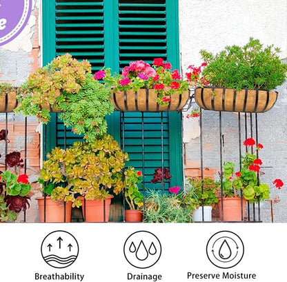 3Pcs 36“ Coco Liners for Planters, Pre-Formed Trough Coconut Fiber Liner Replacement for Window Box, Fence Flower Baskets, Garden Flower Pot (36 inch 3PCS)