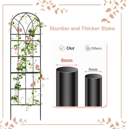 Garden Trellis for Climbing Plants Outdoor, 62"X15" Metal Garden Trellises, Decorative Garden Fencing Flower Trellis with Durable Powder Coating for Vines, Vegetable Support, Black (4, Pattern-B)