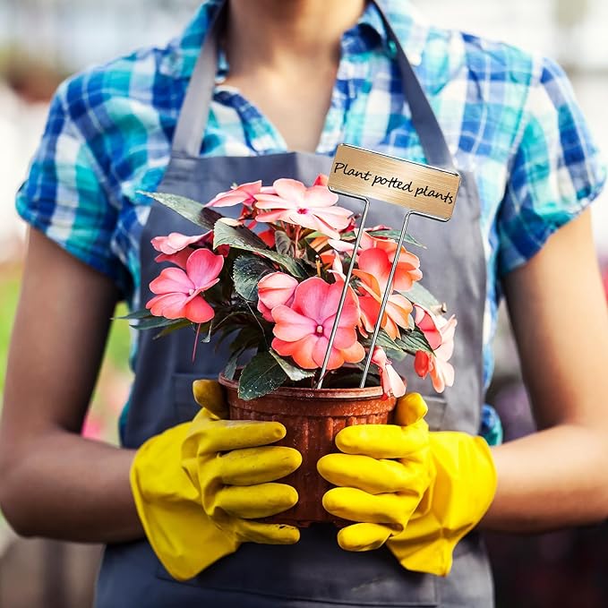 33 Pack Galvanized Steel Plant Markers with 2 Neutral Pens 10 Inch Metal Garden Stakes Outdoor Plants Waterproof and Reusable for Herb Flower Vegetable Identification