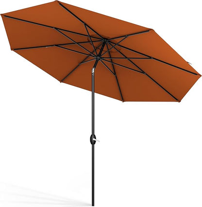 Midtown Umbrellas The Lean 10 Feet Outdoor Umbrella With Sunbrella Terracotta Acrylic Fabric - 8 Ribs Aluminum Frame Patio Umbrella With Zinc Alloy Crank Lift And Auto-Tilt System