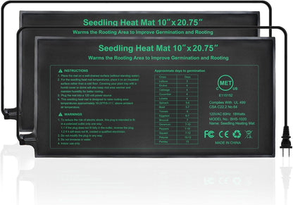 Seedling Heat Mat, 10"x 20.75" Plant Heating Pad for Home Gardening Seed Starting, MET Certified Waterproof Durable Germination Station Heat Mat