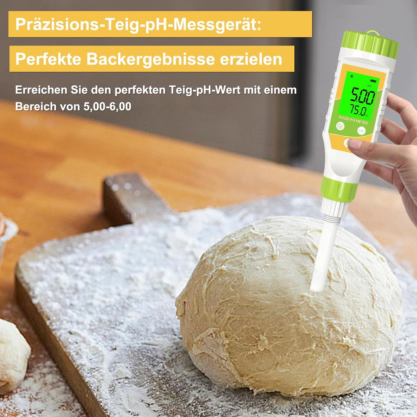 Digital pH Meter for Food, 0.01 Resolution High Accuracy Food pH Tester with Backlit LCD Display and ATC for Meat, Bread, Canning, Brewing, Cheese, Solid Sampling, Soft Soil and Water