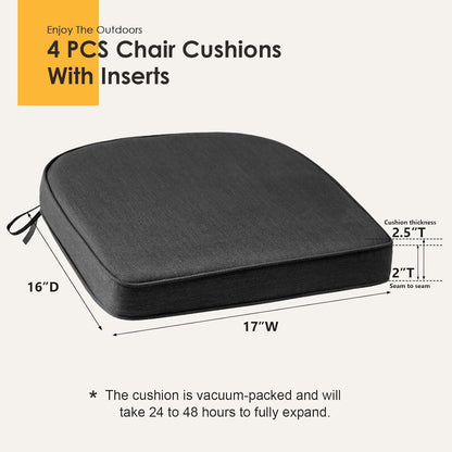 Outdoor Sunbrella Round Corner Seat Cushion, 17"x16"x2", Set of 4, Non Slip Seat Cushion Pads with Removable Cover for Patio Furniture, Garden Yard Lawn, Spectrum Carbon