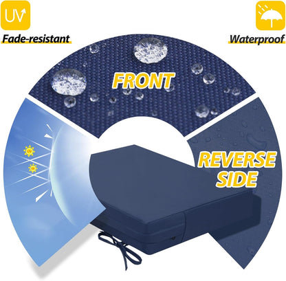 AAAAAcessories Outdoor Seat Cushions for Chairs, Waterproof, Fade-Resistant Patio Furniture Replacement Cushions, 18.5" x 16" x 3", Set of 2, Navy Blue