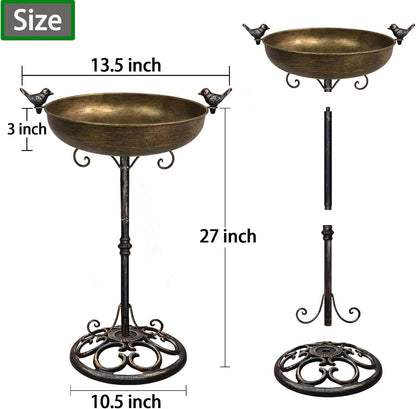 Cast Iron Bird Bath, Bird Baths for Outdoor, Metal Bird Bath with Bird Statues Bird Bath and Bird Feeder Bowl Tray Yard Garden Lawn Outside Decoration