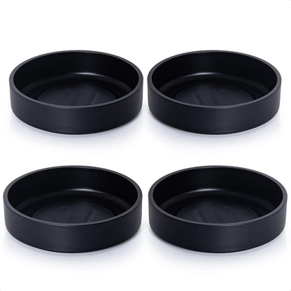 Phoenix Vine 6 Inch Plastic Plant Saucer Water Drip Tray, Heavy Sturdy Round Plant Drainage Tray for Indoors Outdoor, Set of 4, Matte Black, 21-TY-6B-4