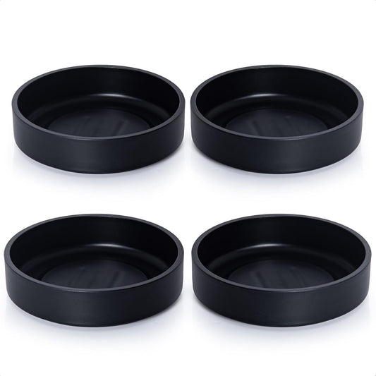 Phoenix Vine 6 Inch Plastic Plant Saucer Water Drip Tray, Heavy Sturdy Round Plant Drainage Tray for Indoors Outdoor, Set of 4, Matte Black, 21-TY-6B-4