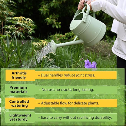 1 Gallon Watering Can for Plants, Watering Cans for Indoor&Outdoor Gardening, Water Can with Ergonomic Movable Handle (Green)