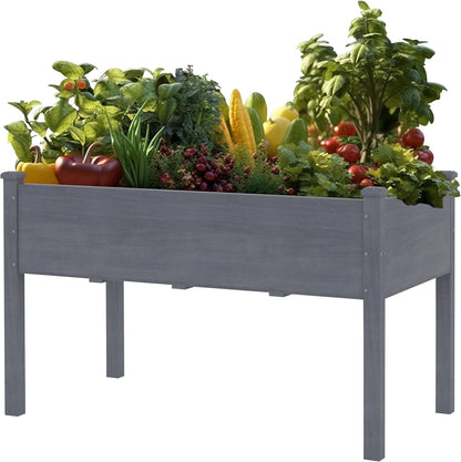 MUPATER 4x2FT Raised Garden Bed,Raised Garden Bed with Four Legs, Elevated Planter Box with Drainage Holes for Herbs, Flowers and Vegetables for Garden, Greenhous and Farm, Gray