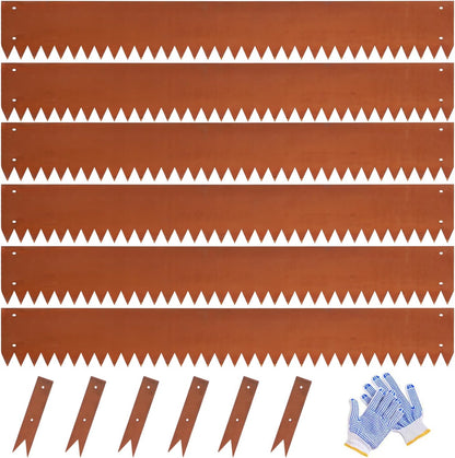 Corten Steel Landscape Edging Steel Landscaping Edging Metal Garden Edging Lawn Edge Border Rust Patina 40 Inch Strips 8 Inch Depth Hammer-in for Outdoor Yard Lawn Flower Plant 6 pcs