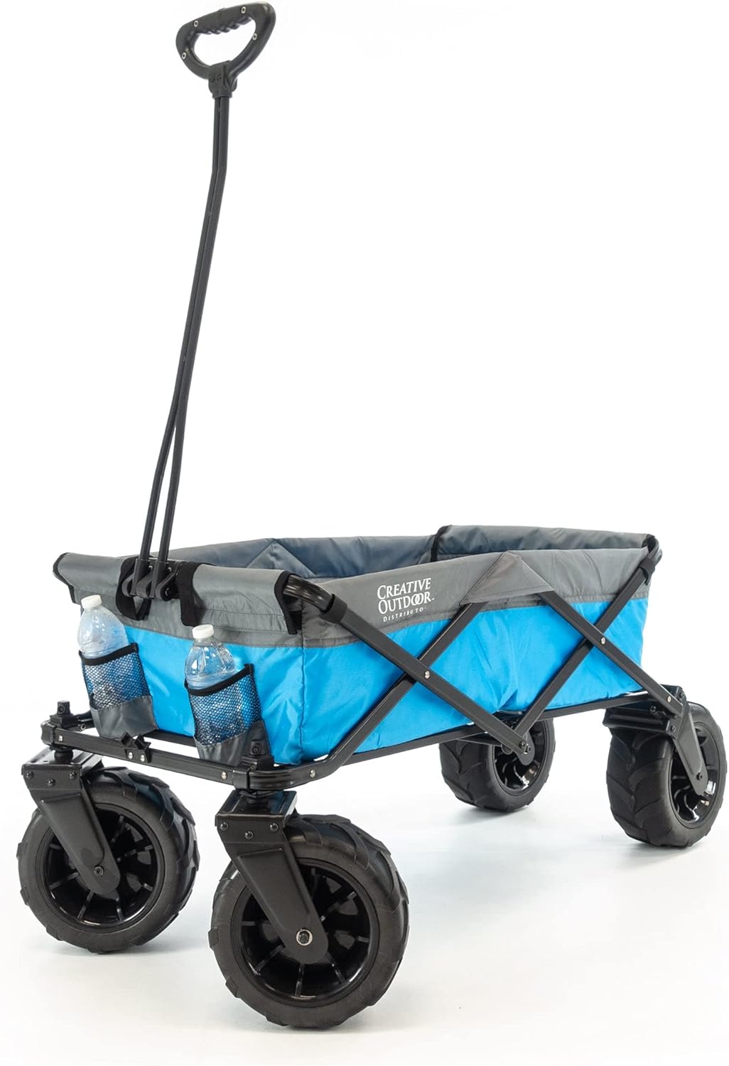 Creative Outdoor Push Pull Stroller Wagon for Kids, 200lbs Weight Capacity, Beach Hauler XXL All-Terrain Collapsible and Portable Folding Cart, Giant 10" Wheels, Park, Garden & Tailgate (Gray/Blue)