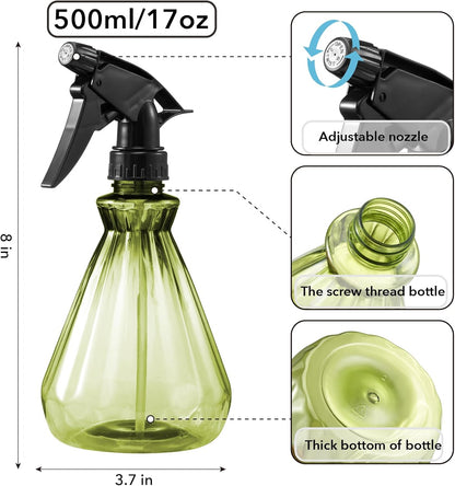 Hair Spray Bottles 17 oz (2 Pack) - Leak Proof, Adjustable Nozzle, Ultra Fine Continuous Water Mister for Hairstyling, Cleaning, Plants, Misting & Pet training