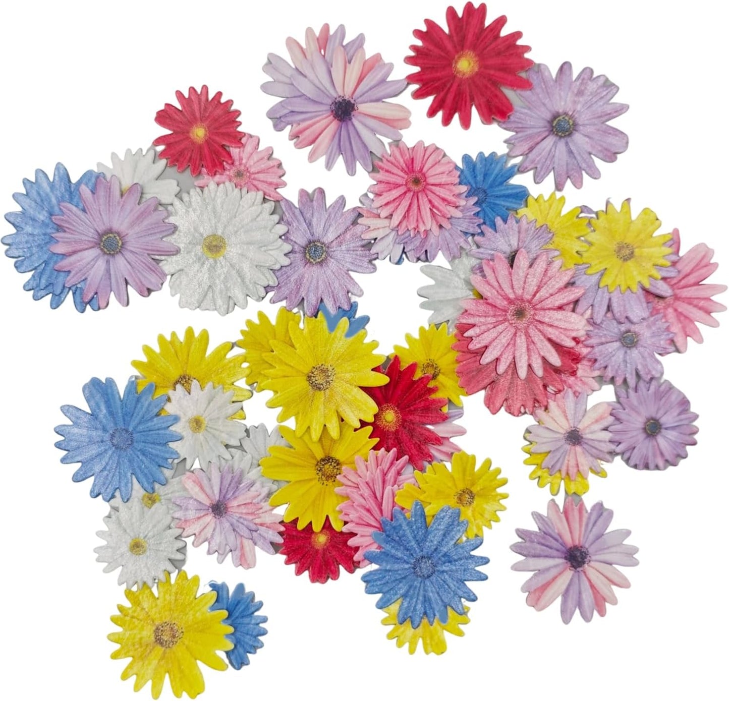 65pcs Edible Mixed Daisy for Cake Decorating Daisies Cupcake Toppers Wedding Themed Party Birthday Cake Decoration(Tasteless)