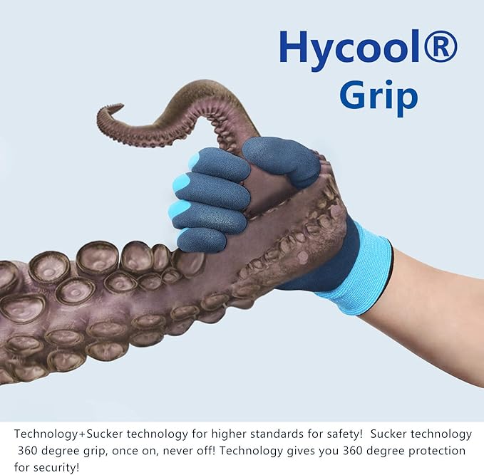 Waterproof Work Gloves for Men and Women, Hycool Thermal Insulated Freezer Rubber Coated Gloves,Super Grip L6201
