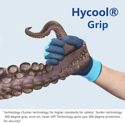 Waterproof Work Gloves for Men and Women, Hycool Thermal Insulated Freezer Rubber Coated Gloves,Super Grip L6201